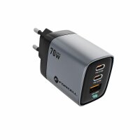 FORCELL F-ENERGY GaN III VT-37 Reiseladegerät mit Display LCD 2 x Typ C + USB A PD QC4.0 SAM SFC2.0 3,45A 70W grau