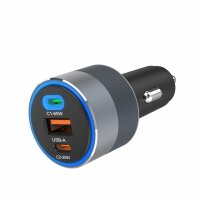 FORCELL F-ENERGY Alu Autoladegerät 2 x Typ C + USB A PD QC4.0 SFC2.0 3A 85W grau