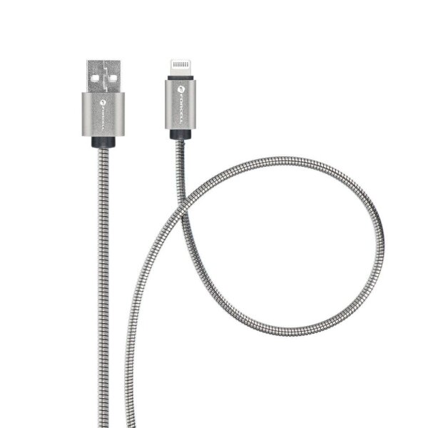 FORCELL F-ENERGY Metal C236 Kabel USB A zu iPhone 2,4A 12W 1 m silber