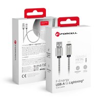 FORCELL F-ENERGY Metal C236 Kabel USB A zu iPhone 2,4A 12W 1 m silber