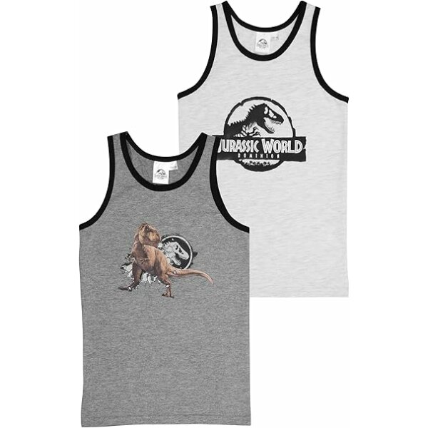 United Labels Jurassic World Unterhemd für Jungen Kinder Tank Top Hemdchen Unterwäsche Grau (2er Pack)