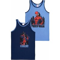 Marvel Spider-Man Unterhemd für Jungen - Kinder Tank Top Hemdchen Unterwäsche Blau (2er Pack)