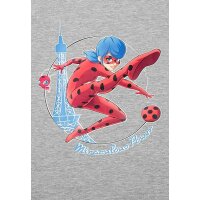 United Labels Miraculous Schlafanzug für Mädchen - Ladybug Kinder Pyjama Set Kurzarm Oberteil mit Hose Grau/Rot