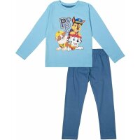 Paw Patrol Schlafanzug für Jungen - Kinder Pyjama Set Langarm Oberteil mit Hose Blau