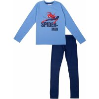 Marvel Spider-Man Schlafanzug für Jungen Kinder Pyjama Set Langarm Oberteil mit Hose Blau/Schwarz