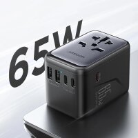 Universal Reiseadapter - 65W EU/US/JP/AU/UK/CN Steckern– Schwarz