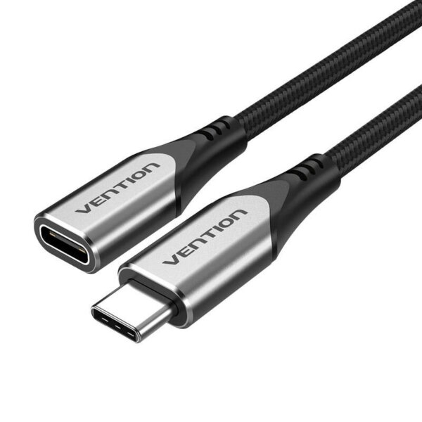 Verlängerungskabel in Grau 1m USB-C Stecker auf USB-C Buchse USB 3.1 60W