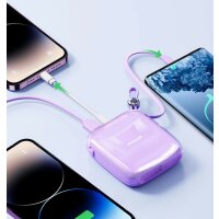 Joyroom Powerbank 10000mAh 22,5 W mit integriertem USB-C-Kabel in Lila JR-L002