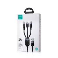 3in1 Ladekabel USB-A/USB-C/Micro-USB+kompatibel mit iPhone -Kabel 0,3 m – Schwarz