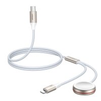 2-in-1- Kabel und induktives Ladegerät 1,5 m weiß - Kompatibel mit iPhone