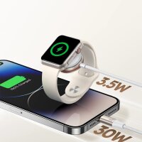 2-in-1- Kabel und induktives Ladegerät 1,5 m weiß - Kompatibel mit iPhone