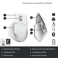 Wireless Bluetooth Maus Logitech MX Master 3S - 200-8000 dpi, 500mAh integrierter Akku