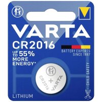 Varta Knopfzelle CR2016, 3V - 90 mAh Lithium Knopfzelle für elektronische Kleingeräte