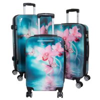 Orchideen Kofferset 3tlg mit exklusivem Designerprint -...