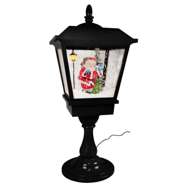 Schwarze LED Tischlaterne - Schneiende 65cm Santa Claus Laterne