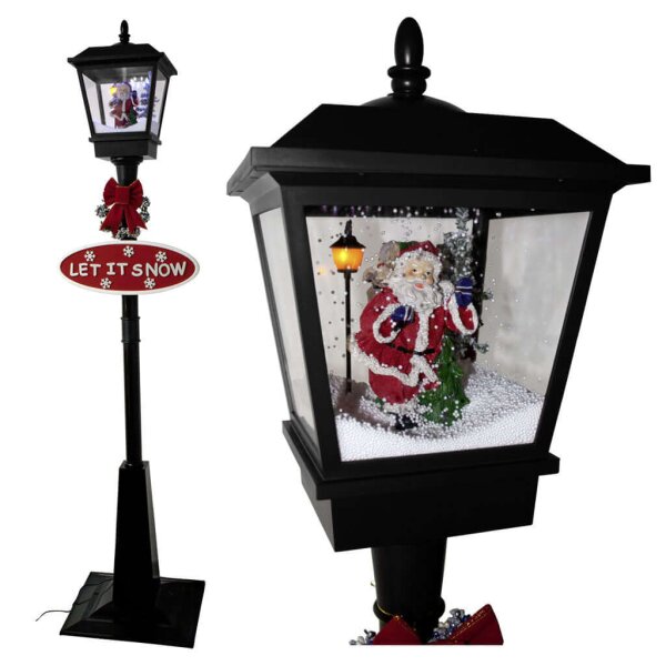 Weihnachtliche LED Laterne 180cm Santa Claus Design in Schwarz