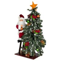 Dekorativer Weihnachtsmann mit Baum - 80cm mit LED...