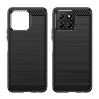 Carbon Case Hülle kompatibel mit Honor 200 Lite flexible Silikon Carbon Hülle schwarz