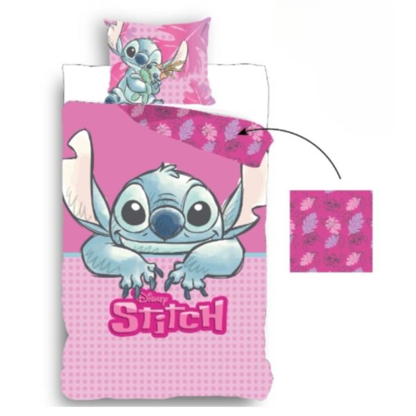 Lilo & Stich Wendebettwäsche - pinker Traum für kleine Fans, Kissen- und Deckenbezug