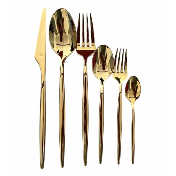 36 teiliges Besteckset in elegantem Gold für 6 Personen aus 18/10-Edelstahl