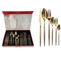 36 teiliges Besteckset in elegantem Gold für 6 Personen aus 18/10-Edelstahl