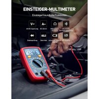 Digital Multimeter mit Ohm Volt Ampere Spannung Tester Messung von AC/DC Spannung, DC Strom, Widerstand, Diode, Kontinuität Messinstrument mit Hintergrundbeleuchtung