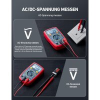 Digital Multimeter mit Ohm Volt Ampere Spannung Tester Messung von AC/DC Spannung, DC Strom, Widerstand, Diode, Kontinuität Messinstrument mit Hintergrundbeleuchtung