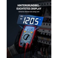 Digital Multimeter mit Ohm Volt Ampere Spannung Tester Messung von AC/DC Spannung, DC Strom, Widerstand, Diode, Kontinuität Messinstrument mit Hintergrundbeleuchtung