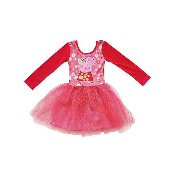 Peppa Pig Kleid in Rot mit langen Ärmeln – Ideal für Mädchen von 2-6 Jahren