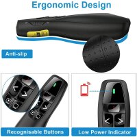 Ergonomisch Wireless Presenter für Präsentationen Fernbedienung Laptop Powerpoint, 2.4GHz