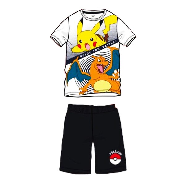 Pokémon shortama aus Baumwolle Kurzer Schlafanzug Homewear Nachtanzug Pyjama für Kinder