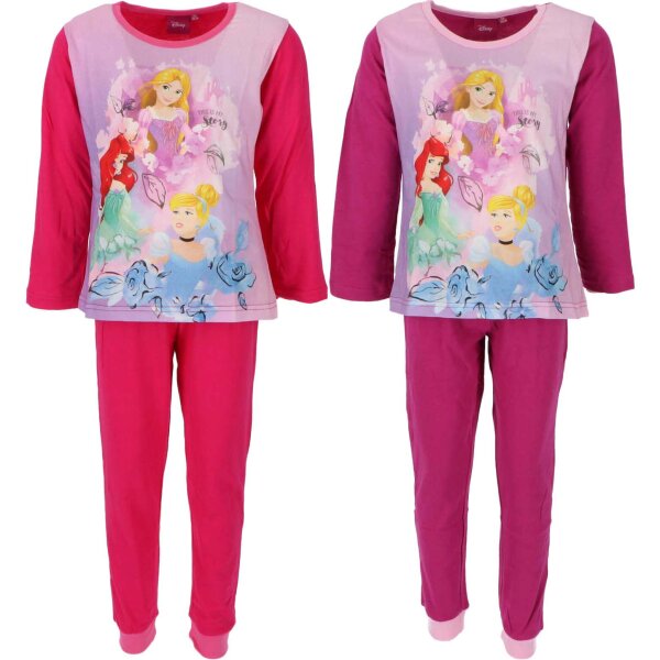 Disney Prinzessinnen Pyjama weicher Schlafanzug aus 100% Baumwolle für Kinder