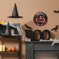 Halloween Todesengel Türschild & Wandschild aus Holz, Party Schilder, Willkommensschild, Holzschild Wand Deko, Fröhliches Halloween Eingangstür