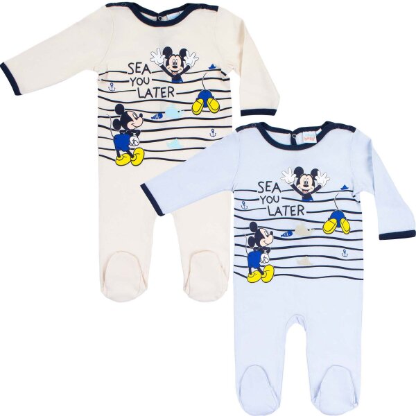 Disney Mickey Maus Baby-Strampler Baby-Outfit kuscheliger Einteiler für Babys