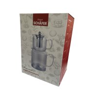 Schäfer Teekannen-Set aus Glas mit Edelstahlfuß für alle Herdarten 600 ml & 1,5 L spülmaschinengeeignet