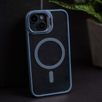 Extra Lens Smartphone Hülle Bumper Handyhülle mit Standfuß kompatibel mit iPhone 16 Pro Hellblau