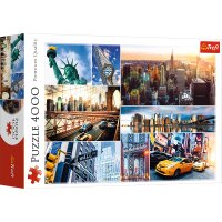 4000 Teile Puzzle New York Bunte Collage der berühmtesten Sehenswürdigkeiten