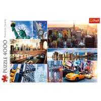 4000 Teile Puzzle New York Bunte Collage der berühmtesten Sehenswürdigkeiten