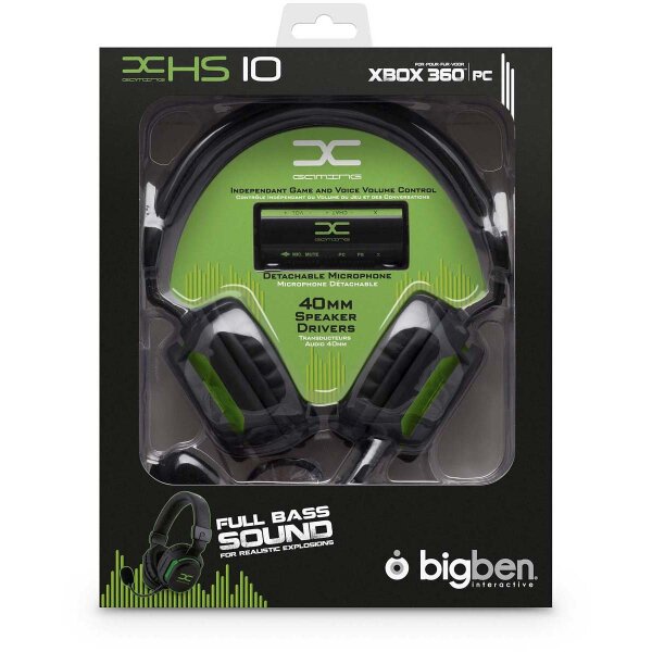 Bigben Interactive Gaming Headset für Xbox 360 und PC 3m Kabel und 40-mm-Lautsprechern Schwarz