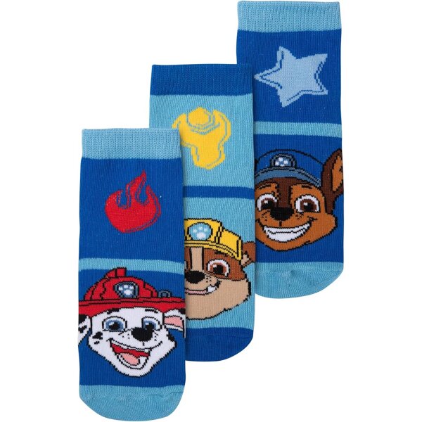 Paw Patrol Socken für Jungen - Kinder Sneaker Kindersocken Söckchen Blau (3er Pack)