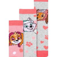 Paw Patrol Socken Skye Zuma Everest für Mädchen - Kinder Sneaker Kindersocken Söckchen Rosa/Grau (3er Pack)