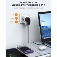 Ladegerät Universal-Reiseadapter International mit 2 USB und 2 Typ C, weiß, für 200 Länder