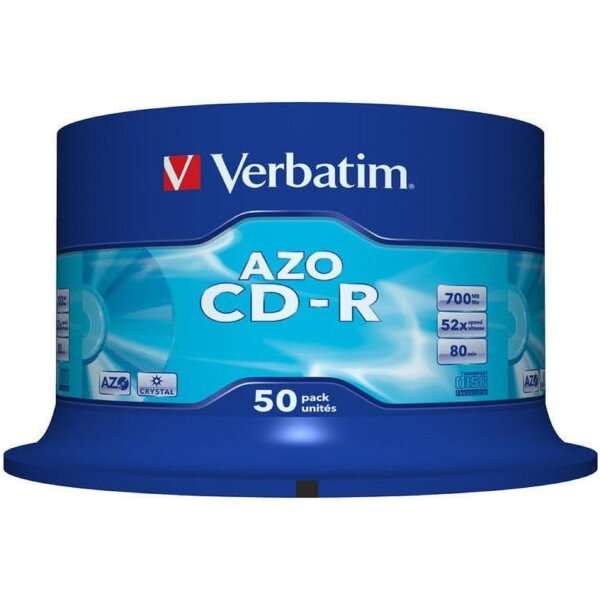 Verbatim CD-R 700MB 80min 52x – Crystal Surface, DataLife Plus, mit AZO-Technologie