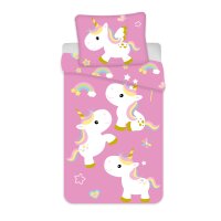 Unicorn Bettwäsche Einhorn-Motiv Bettbezug 135x200...