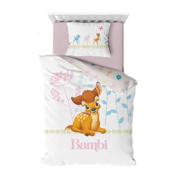 Disney Bambi Bettwäsche - 100 x 140 cm aus 100% Baumwolle Weich und Atmungsaktiv