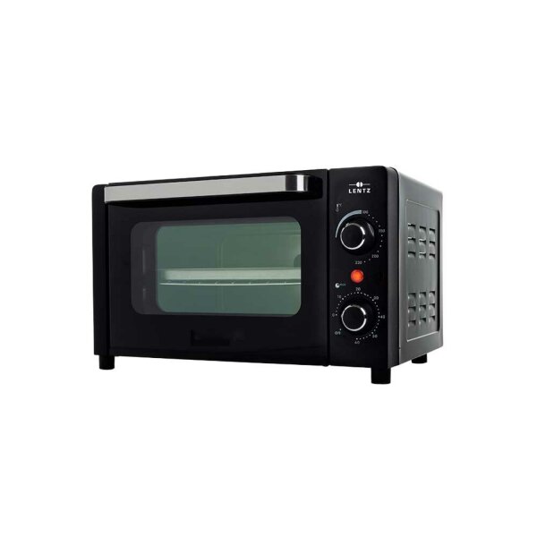 Lentz Mini-Backofen 12 L in Schwarz 1050W bis zu 230°C mit 3 Heizstufen, Timer