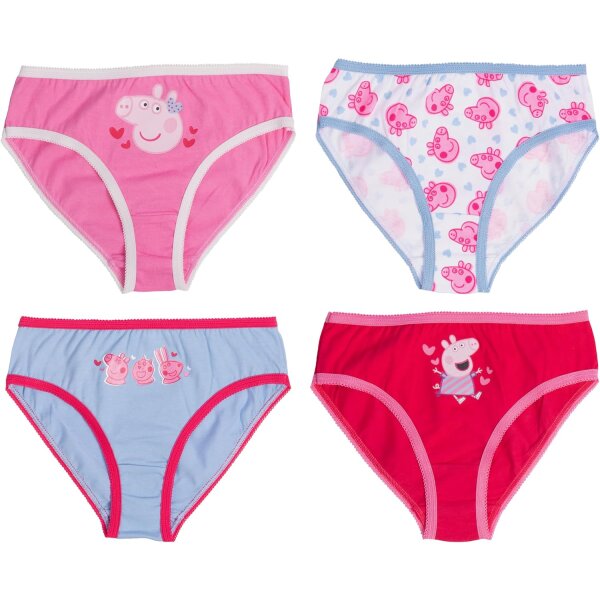 Peppa Pig Unterhose aus Baumwolle für Mädchen – 4er Pack Kinder Slip Unterwäsche Mehrfarbig Bunt