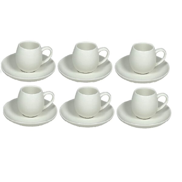 12 Tlg. Kaffeetassen-Set mit Unterteller aus Porzellan 220 ml