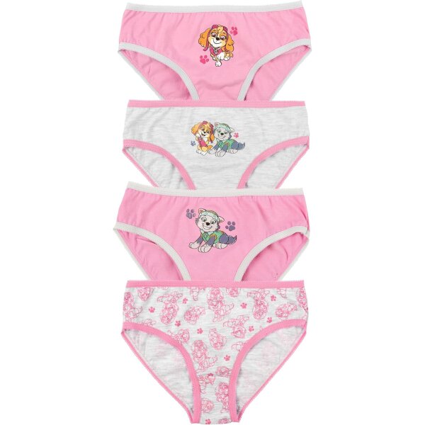 Paw Patrol Panty für Mädchen - Kinder Unterhose Slip Unterwäsche Rosa/Grau (4er Pack)