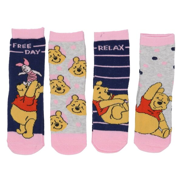 Winnie the Pooh Sneaker Socken – 4 Paar Strumpfset für Mädchen